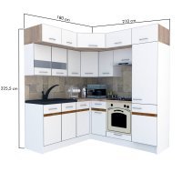 Bucatarie de Colt BIG GENA NEW DR. 180-210, Wenge / Decor K004